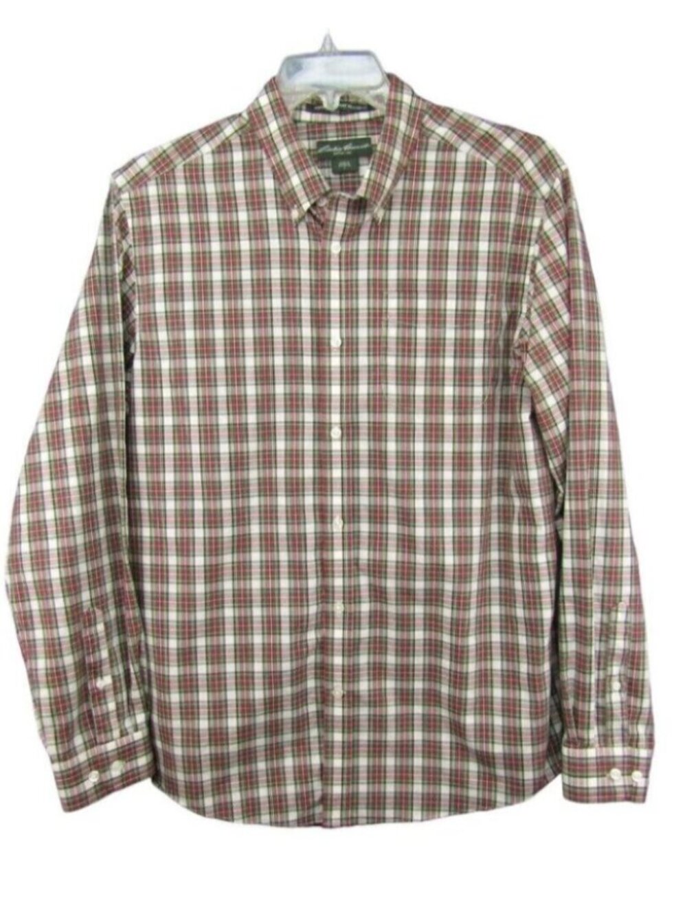 Eddie Bauer Wrinkle Resistant Relaxed Fit Red Green Plaid Button Down Shirt Sz L
